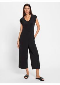 Jumpsuit Heine, Damen, Gr. 48, Normalgr&ouml;&szlig;en, schwarz, 95% Polyester, 5% Elasthan, unifarben, wadenlang, Overalls Jumpsuit