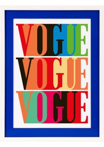 Bild mit Rahmen queence "Vogue, Spr&uuml;che, Text", blau (farbe rahmen: wei&szlig;, farbe bild(er): blau), B:40cm H:50cm T:2cm, Acrylglas, Holz, Bilder, Bild mit Rahmen, Poster mit buntem Acrylglas Passepartout