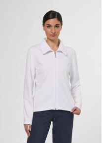 Madeleine Mode Outdoorjacke MADELEINE "Jacke Loungejacke mit Spitzenkragen", Damen, Gr. 42, wei&szlig; (creme), Obermaterial: 65% Viskose CV. 30% Polyamid PA. 5% Elasthan EL., Modern, normal, Jacken Outdoorjacke