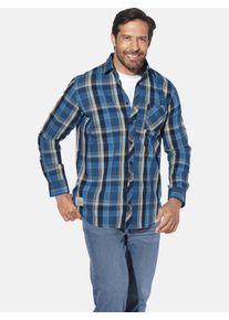Langarmhemd Jan Vanderstorm "Hemd JORVAR", Herren, Gr. 5XL, weit, blau (dunkelblau kariert), Obermaterial: 100% Baumwolle CO., Hemden Langarmhemd