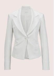 Madeleine Mode Jerseyblazer MADELEINE "Blazer Kurzer Jersey-Blazer mit Ziern&auml;hten", Damen, Gr. 42, wei&szlig; (wollwei&szlig;), Obermaterial: 67% Viskose CV. 27% Polyamid PA. 6% Elasthan EL., Modern, normal, Blazer Jerseyblazer