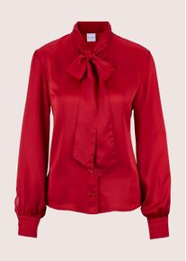 Madeleine Mode Langarmbluse MADELEINE "Bluse Satinbluse mit Schluppe", Damen, Gr. 42, rot, Obermaterial: 100% Polyester PES., Modern, normal, Blusen Langarmbluse