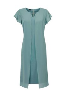 Abendkleid GOLDNER "Kleid", Damen, Gr. 52, N-Gr, gr&uuml;n (thymian), Obermaterial: 96% Polyester PES. 4% Elasthan EL., festlich, figurumspielend, Halbarm, Kleider Abendkleid, Chiffon