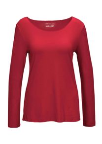 Longpullover GOLDNER "Kombistarkes Langarmshirt mit tonaler Zierkante", Damen, Gr. 44, rot, Obermaterial: 90% Viskose CV. 10% Elasthan EL., Sonstiges, Pullover Longpullover, Ohne