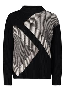 Strickpullover Betty Barclay "Strickpullover mit Intarsie", Damen, Gr. 42, schwarz (patch schwarz, beige), Obermaterial: 58% Baumwolle CO. 38% Polyacryl PAN. 4% metallisierte Fasern MTF., Pullover Strickpullover
