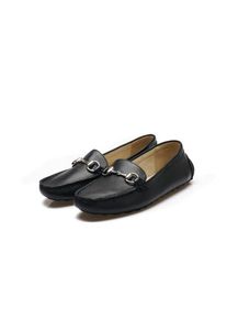 LANDS' END Horsebit Mokassins aus Leder, Damen,  Schwarz, Leder, by Lands' End