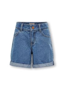 Jeansshorts KIDS Only "KOGVEGA REG MOM SHORTS DNM BJBOX NOOS", Jungen, Gr. 134, N-Gr, medium blau denim, Denim/Jeans, Obermaterial: 100% Baumwolle, unifarben, regular fit ca. Mitte Oberschenkel, Jeans Jeansshorts
