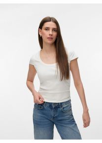 V&eacute;ro Moda Kurzarmshirt VERO MODA "VMCHLOE CS SHORT U-NECK NOOS", Damen, Gr. XL, snow wei&szlig;, Jersey, Obermaterial: 95% Baumwolle, 5% Elasthan, unifarben, normal, tiefer Rundhals, Shirts Kurzarmshirt, Baumwollmischung