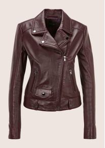 Madeleine Mode Lederjacke MADELEINE "Lederjacke Verk&uuml;rzte, elegante Lammnappa-Jacke Langarm", Damen, Gr. 34, braun (portwein), Obermaterial: 100% Lammnappaleder LANA., Modern, Jacken Lederjacke, Lammnappaleder, Biker-Form