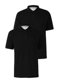 Poloshirt s.Oliver, Herren, Gr. S, schwarz, Piqu&eacute;, Obermaterial: 100% Baumwolle, unifarben, regular fit taillenbedeckt, ohne Ausschnitt, Shirts Poloshirt, mit Logo Stickerei