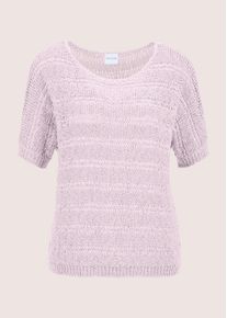 Madeleine Mode Longpullover MADELEINE "Pullover B&auml;ndchen-Pullover mit Glanz-Effekt", Damen, Gr. 34, rosa (perlrosa), Obermaterial: 55% Baumwolle CO. 45% Polyester PES., Modern, normal, Pullover Longpullover