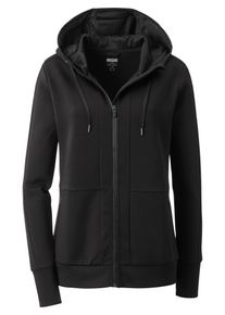 Fleecejacke LPO "Sportjacke Veloria", Damen, Gr. 40/42 (M), schwarz, 47% Baumwolle, 46% Polyester, 7% Elasthan, regular fit, Jacken Fleecejacke, Angeschnittene Kapuze mit Kordelzug