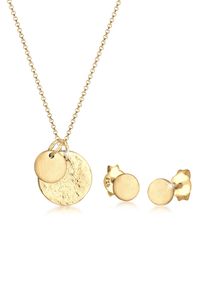 Ohrring und Ketten Set Elli "Schmuckset Pl&auml;ttchen Geo-Organic Halskette Ohrring 925 Silber" Gr. 45, gold, Schmuck_Sets, Herren, Blacklist, Silber 925 (Sterlingsilber), Ohrring und Ketten Set