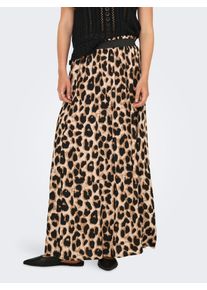 Maxirock Only "ONLVENEDIG AOP LIFE LONG SKIRT", Damen, Gr. XS (34), cloud dancer aop:tiana leo, Web, Obermaterial: 100% Viskose, bedruckt, regular fit wadenlang, R&ouml;cke Maxirock, Viskose, wadenlang