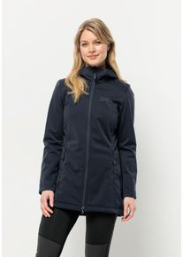 Softshellmantel Jack Wolfskin "WINDHAIN COAT W", Damen, Gr. XS, blau (night, blau), Hauptmaterial: 100% Polyester, M&auml;ntel Softshellmantel