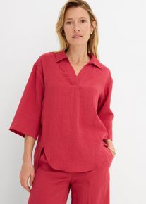 bonprix Tunika aus softem Viskose-Mix, rot, Gr.36, Weit geschnittene Hemdbluse mit V-Ausschnitt, leicht vorverlegten N&auml;hten und 3/4-Arm, aus Viskose