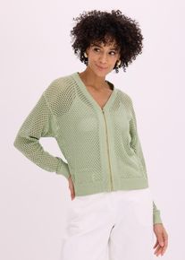 bonprix Strickjacke, gr&uuml;n, Gr.44/46 (L), elegante Kurz-Strickjacke mit Rei&szlig;verschluss vorne