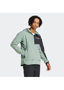 Sweatjacke adidas terrex "MULTI", Herren, Gr. XL, gr&uuml;n (silber gr&uuml;n, schwarz), Obermaterial: 87% Polyester, 13% Elasthan, angesetztes B&uuml;ndchen, Sweatjacken Sweatjacke