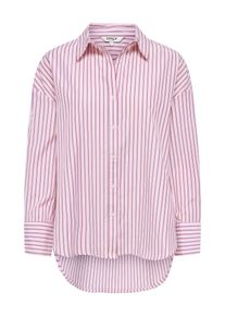 Hemdbluse Only "ONLOREGON ALVA LS REG SHIRT NOOS WVN", Damen, Gr. S, fuchsia pink stripes:bordeaux, wei&szlig;, Web, Obermaterial: 65% Polyester, 35% Baumwolle, gestreift, regular fit h&uuml;ftbedeckend, Blusen Hemdbluse, Materialmix, regular fit