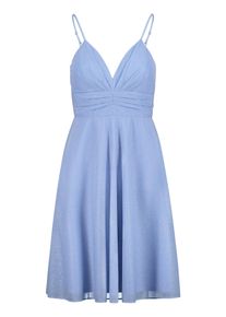 Cocktailkleid Vera Mont "Cocktailkleid kn&ouml;chellang", Damen, Gr. 40, EURO, blau (blau, silber), Obermaterial: 100% Polyester PES., Kleider Cocktailkleid