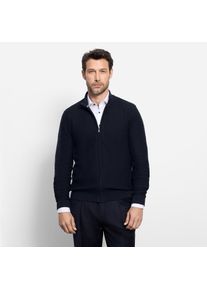 Strickjacke OLYMP, Herren, Gr. L, blau (marine), Strick, Obermaterial: 100% Baumwolle, regular fit, Rippb&uuml;ndchen, Strickjacken Strickjacke, Stehkragen, regular fit