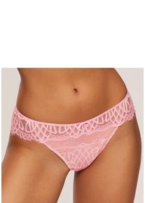 String Lascana "Cara", Damen, Gr. 36/38, rosa (rosa, puder), Spitze, Obermaterial: 87% Polyamid, 13% Elasthan, k&ouml;rpernah, Unterhosen String, aus dezent transparenter Spitze, anteilig aus recyceltem Material