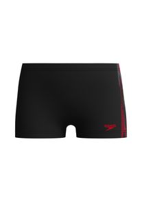 Badehose Speedo "Boys Plastisol Placement aquashort" Gr. 164, blk, rot, Badehosen, Jungen, 164 (158), N-Gr, Obermaterial: 80% Nylon, 20% Elasthan, Badehose, f&uuml;r Kinder und Jugendliche, mit sportlichem Stil, mit Frontfutter