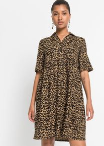 bonprix Blusenkleid aus flie&szlig;ender Viskose, braun, Gr.50, L&auml;ssiges Blusenkleid mit Leoprint, aus Viskose