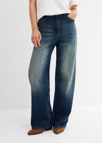 bonprix Loose Straight-Jeans High Waist Low Stretch, blau, Gr.38, Gerade Straight Jeans mit lockerem Bein, 99% Baumwolle