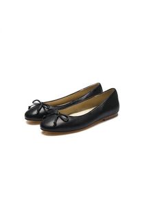 LANDS' END Ballerinas mit Schleife, Damen,  Schwarz, Leder, by Lands' End