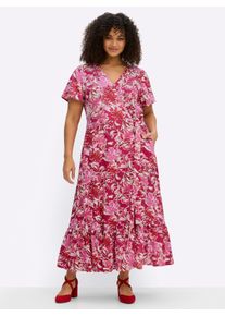 sheego by Joe Browns sheego Gro&szlig;e Gr&ouml;&szlig;en Wickelkleid mit Volant am Saum, erdbeere-pink-gemustert, Gr&ouml;&szlig;e 52 - Damen