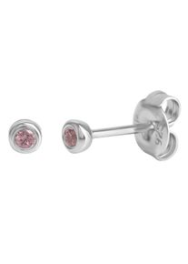 Paar Ohrstecker Firetti "Schmuck Geschenk Silber 925 Ohrschmuck", bunt (silberfarben, rosa, rosa), Ohrringe, M&auml;dchen, 3mm, Silber 925 (Sterlingsilber), Paar Ohrstecker, mit Zirkonia (synth.)