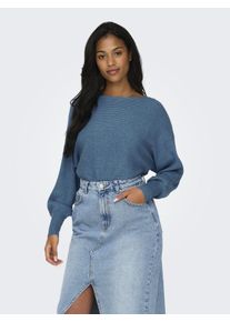 Strickpullover Only "ONLADALINE L/S SHORT PULLO KNT NOOS", Damen, Gr. XS, blau (coronet blau detail:with melange), Strick, Obermaterial: 80% Viskose, 20% Nylon, meliert, regular fit normal, U-Boot-Ausschnitt, Rippstrickb&uuml;ndchen, Pullover Strickpullover, Viskosemischung, regular fit