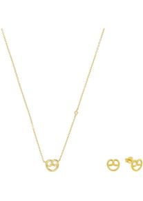 Ohrring und Ketten Set Amor "Breze, Volksfest, Trachtenschmuck", gold (gelbgoldfarben, kristallwei&szlig;), Schmuck_Sets, Damen, Silber 925 (Sterlingsilber), Ohrring und Ketten Set, mit Zirkonia (synth.)