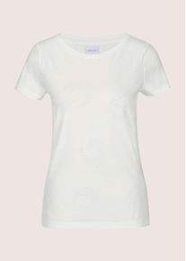 Madeleine Mode Kurzarmshirt MADELEINE "T-Shirt Elegantes Shirt mit Glanzakzenten, Rundhals", Damen, Gr. 34, wei&szlig; (wollwei&szlig;), Obermaterial: 95% Baumwolle CO. 5% Elasthan EL., Modern, tailliert, Shirts Kurzarmshirt, Ziersteine