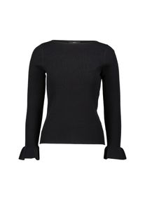 Rundhalspullover Zero "Pullover mit Volants am &Auml;rmel", Damen, Gr. 40, schwarz (schwarz beauty), Obermaterial: 50% Viskose CV. 27% Polyamid PA. 23% Polyester PES., Pullover Rundhalspullover