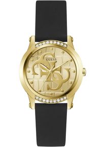 Quarzuhr Guess "ANNETTE", schwarz, champagnerfarben, Armbanduhren, Damen, Quarzuhr, Armbanduhr, Damenuhr, Silikonarmband