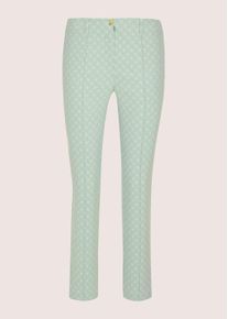 Madeleine Mode Stoffhose MADELEINE "Jerseyhose Jacquardhose mit grafischem Muster", Damen, Gr. 21, N + K Gr, wei&szlig; (salbei, wollwei&szlig;), Obermaterial: 66% Baumwolle CO. 30% Polyamid PA. 4% Elasthan EL., Hosen Stoffhose