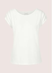 Madeleine Mode Kurzarmshirt MADELEINE "Jerseyshirt Basic-Shirt mit Rundhalsausschnitt", Damen, Gr. 46, wei&szlig; (wollwei&szlig;), Obermaterial: 95% Viskose CV. 5% Elasthan EL., Modern, gerade, Shirts Kurzarmshirt, &Uuml;berschnittene Schultern