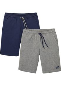 Sweatbermudas bonprix, Herren, Gr. 44/46, N-Gr, dunkelblau, grau meliert, Sweatware, Obermaterial: 100% Baumwolle, regular fit, Hosen Sweatbermudas, aus Baumwolle, Regular Fit, mit vier Taschen