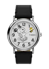 Quarzuhr Timex "Timex x PEANUTS Timex WEEKENDER", schwarz, Armbanduhren, Damen, Quarzuhr, Armbanduhr, Damenuhr, Lederarmband, analog