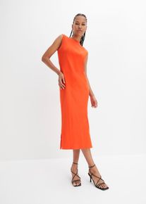 Jerseykleid bonprix, Damen, Gr. 48/50 (XL), N-Gr, blutorange, Jersey, Obermaterial: 95% Baumwolle, 5% Elasthan, bequem, Kleider Jerseykleid, aus Rippjersey, mit rundem geripptem Halsausschnitt, ohne &Auml;rmel