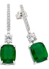 Paar Ohrstecker Firetti "Schmuck Geschenk Silber 925 Ohrschmuck Ohrringe St&auml;bchen Oktagon", gr&uuml;n (silberfarben, gr&uuml;n, kristallwei&szlig;, gr&uuml;n, kristallwei&szlig;), Ohrringe, Damen, Silber 925 (Sterlingsilber), Paar Ohrstecker, mit Glasstein, Zirkonia (synth.)