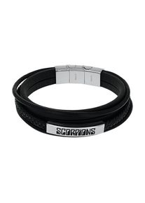 Armband Amor "Scorpions by Amor", edelstahlfarben, schwarz, Armb&auml;nder, Damen, 21cm, Edelstahl Leder, Edelstahl, Leder, Armband