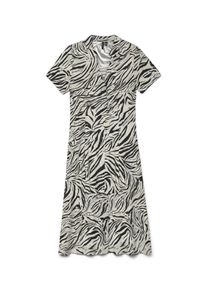 V&eacute;ro Moda Blusenkleid VERO MODA "VMJOSIE S/S CALF SHIRT DRESS WVN GA", Damen, Gr. S, N-Gr, pumice stone aop:bea, Web, Obermaterial: 83% Viskose, 17% Nylon, bedruckt, regular fit knieumspielend, V-Ausschnitt, Kleider Blusenkleid, Viskosemischung, regular fit
