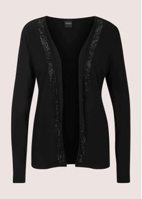 Madeleine Mode Langarmshirt MADELEINE "Shirtjacke Offene, leichte Jacke in weiter Form", Damen, Gr. 46, schwarz, Obermaterial: 95% Viskose CV. 5% Elasthan EL., Modern, schmal, Shirts Langarmshirt, Funkelnde Steine