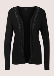 Madeleine Mode Langarmshirt MADELEINE "Shirtjacke Offene, leichte Jacke in weiter Form", Damen, Gr. 42, schwarz, Obermaterial: 95% Viskose CV. 5% Elasthan EL., Modern, schmal, Shirts Langarmshirt, Funkelnde Steine