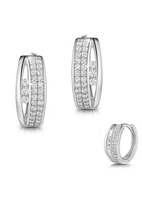 Paar Creolen Firetti "Schmuck Geschenk Silber 925 Ohrschmuck Ohrringe", silberfarben, kristallwei&szlig;, kristallwei&szlig;, Ohrringe, Damen, 16,5mm, Silber 925 (Sterlingsilber), Paar Creolen, Made in Germany - mit Zirkonia (synth.)