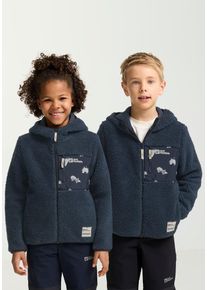 Fleecejacke Jack Wolfskin "MOOMIN ICE CURL K", Kinder, Gr. 104, blau (midnightsky), Obermaterial: 100% Polyester. Futter: 100% Polyester, Jacken Fleecejacke