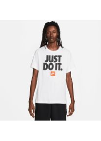 T-Shirt Nike Sportswear "M NSW TEE FRAN JDI VERBIAGE", Herren, Gr. S, wei&szlig;, Jersey, Obermaterial: 50% Baumwolle, 50% Polyester, normal, Rundhals, Shirts T-Shirt